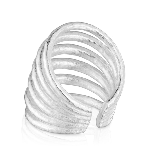 Anillo ancho de plata abierto Duna