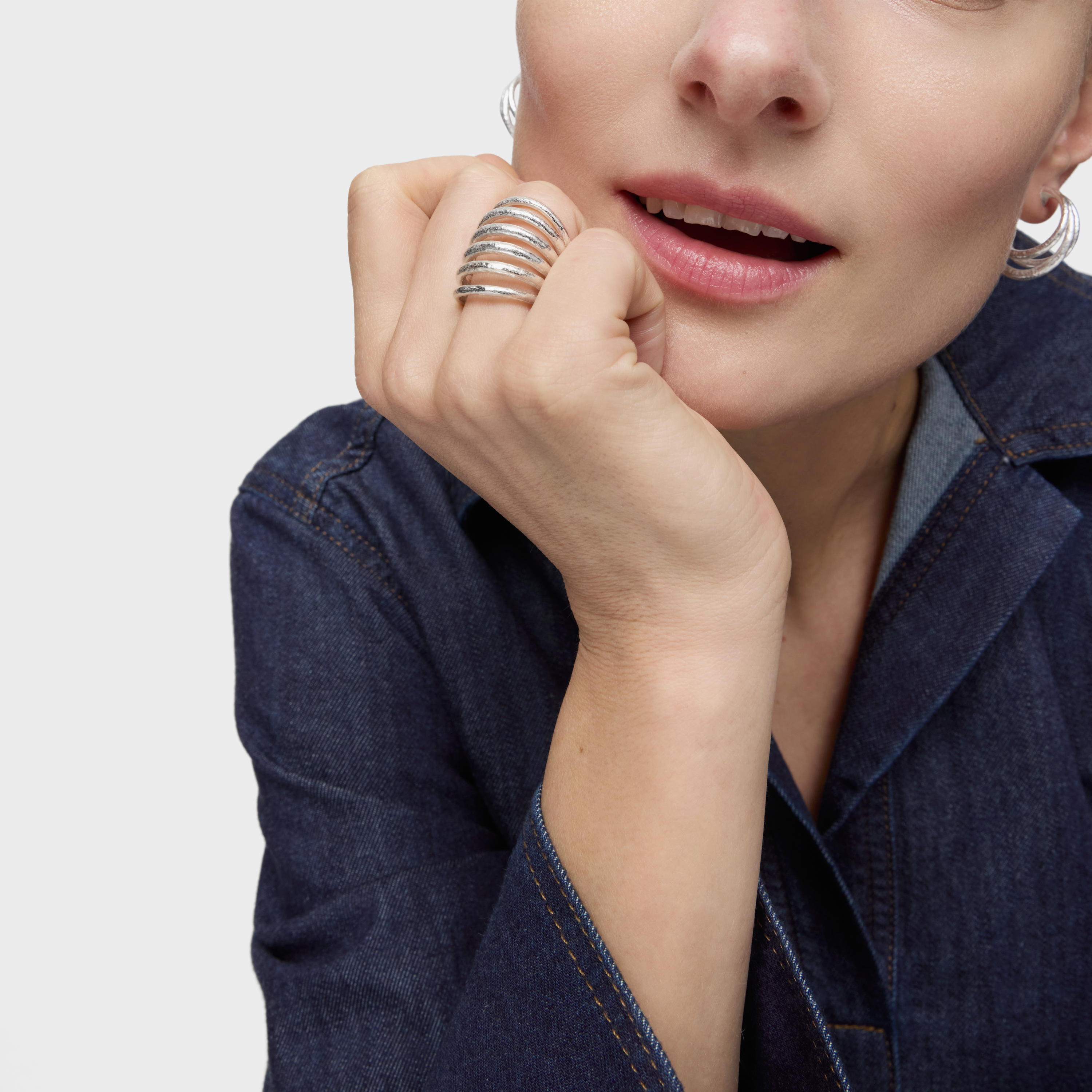 Wide silver open Ring Duna