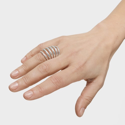 Anillo ancho de plata abierto Duna