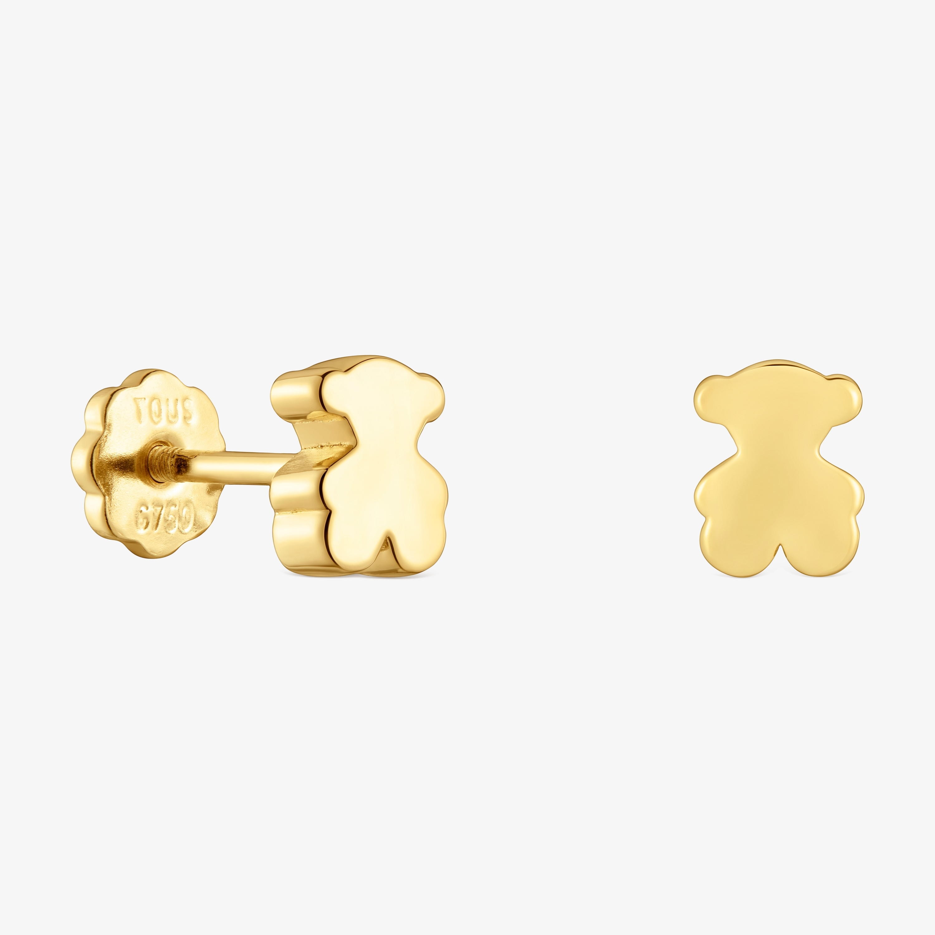 6mm 18K solid gold bear Earrings Sweet Dolls