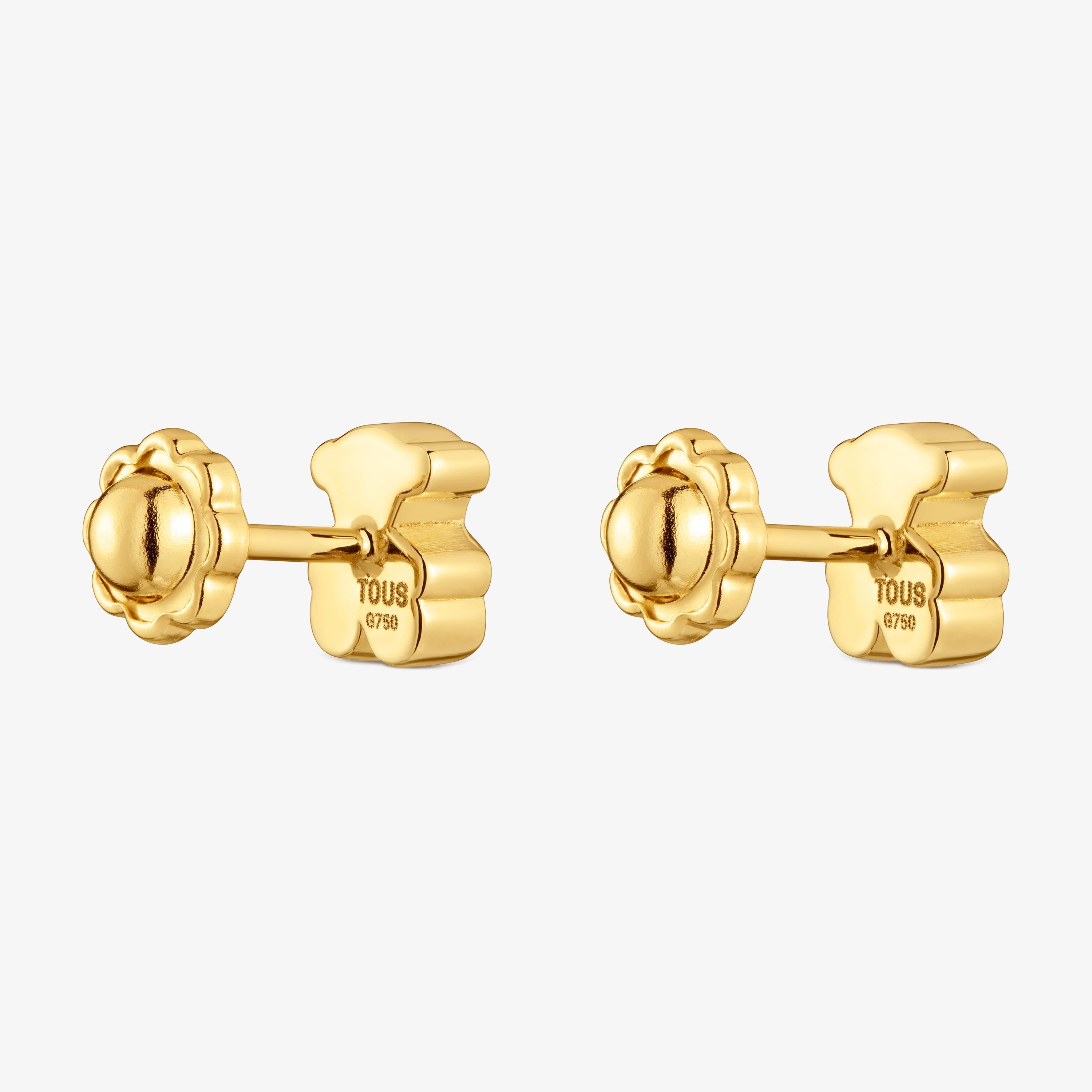 6mm 18K solid gold bear Earrings Sweet Dolls