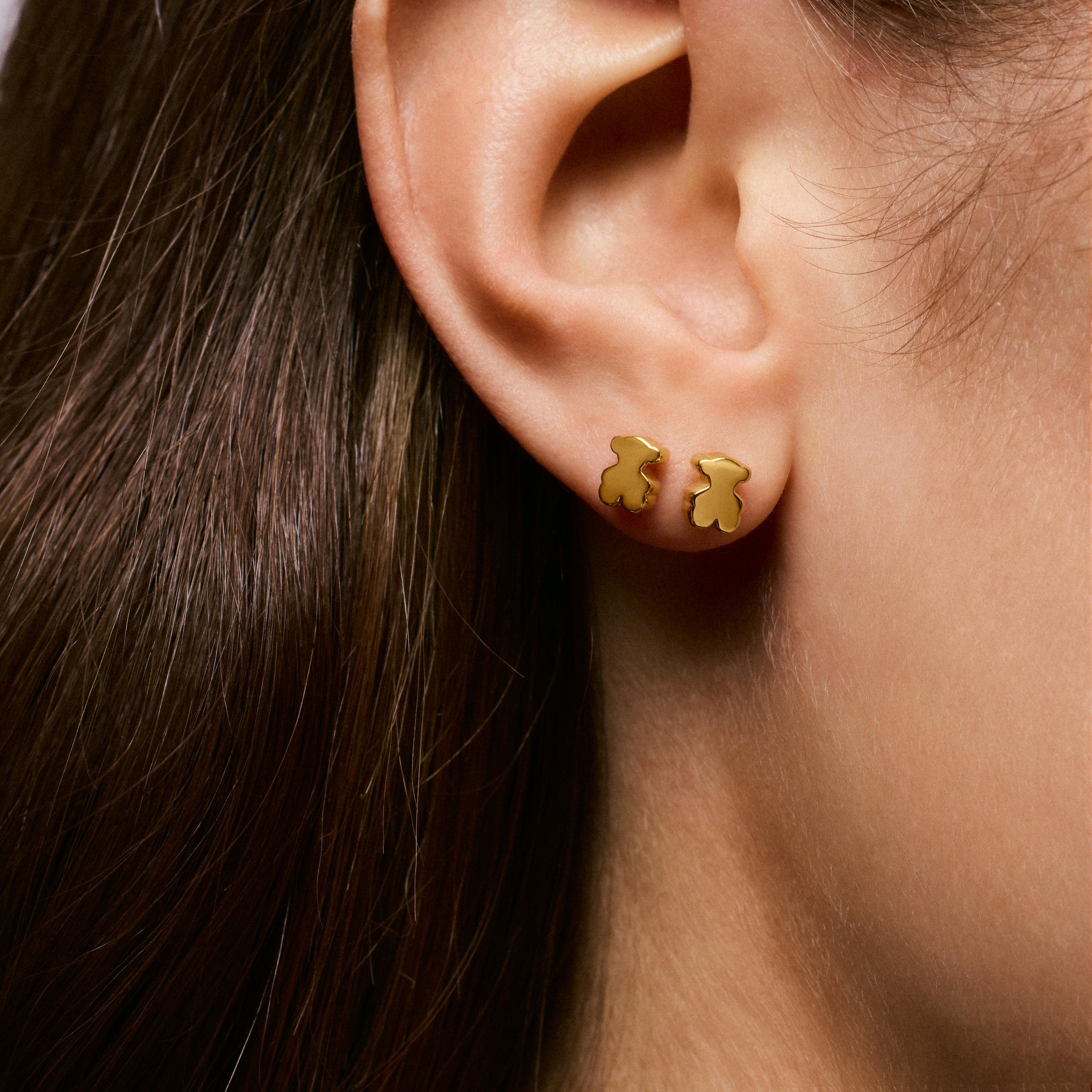 6mm 18K solid gold bear Earrings Sweet Dolls