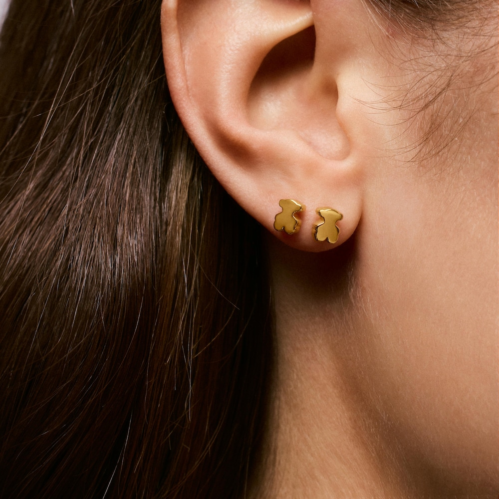 6-milimetrowe złote kolczyki z misiem Sweet Dolls