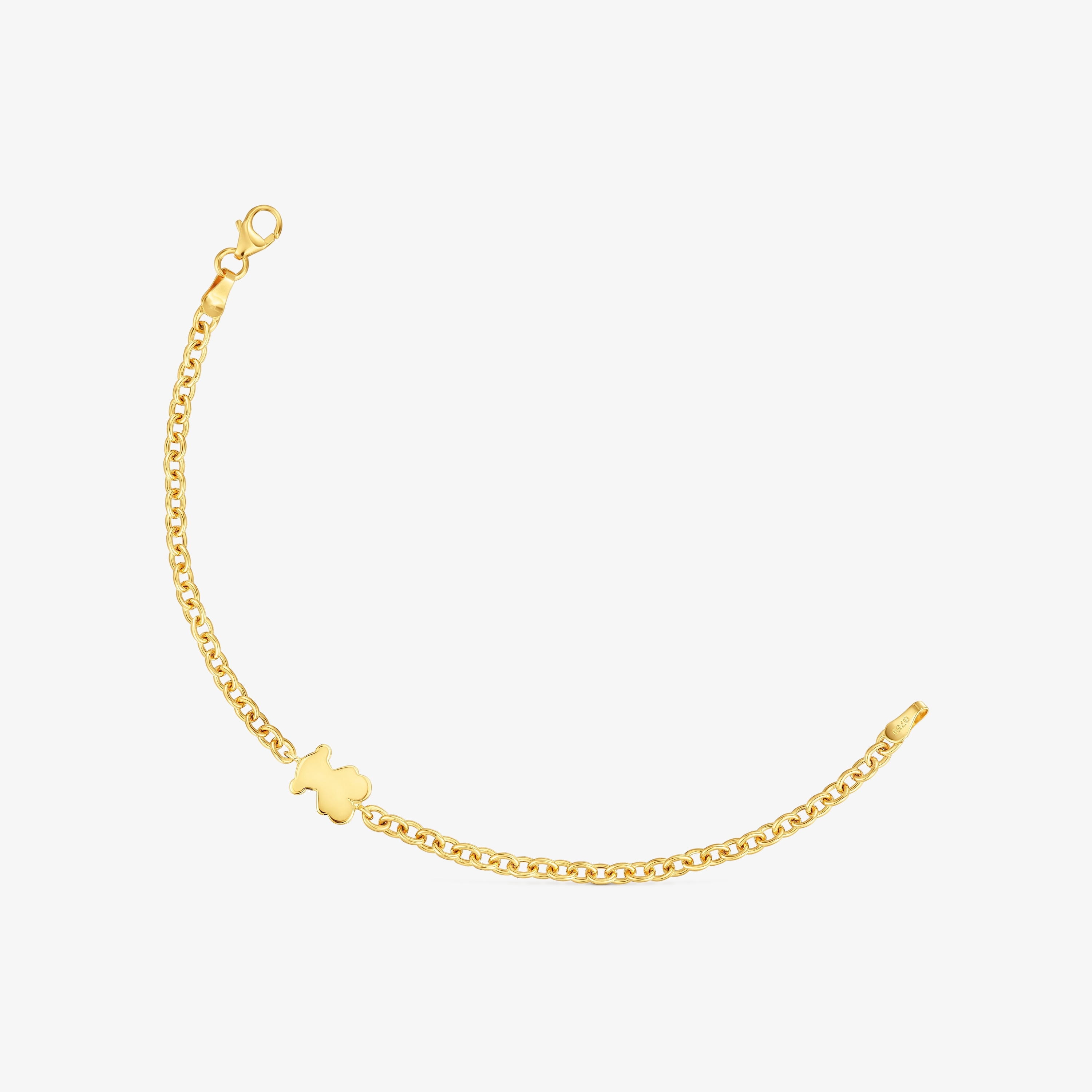 10mm 18K solid gold chain Bracelet with bear charm Sweet Dolls