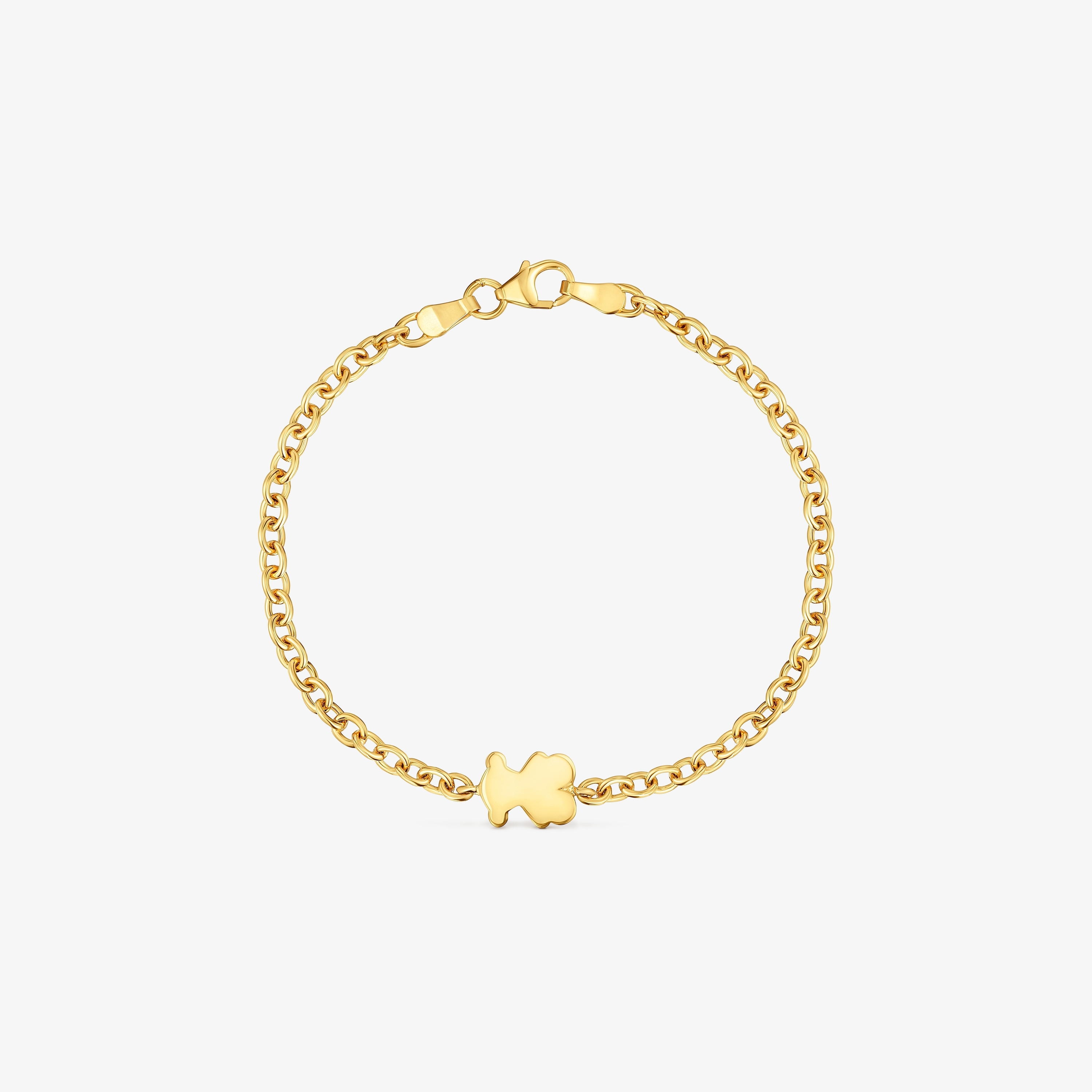 10mm 18K solid gold chain Bracelet with bear charm Sweet Dolls