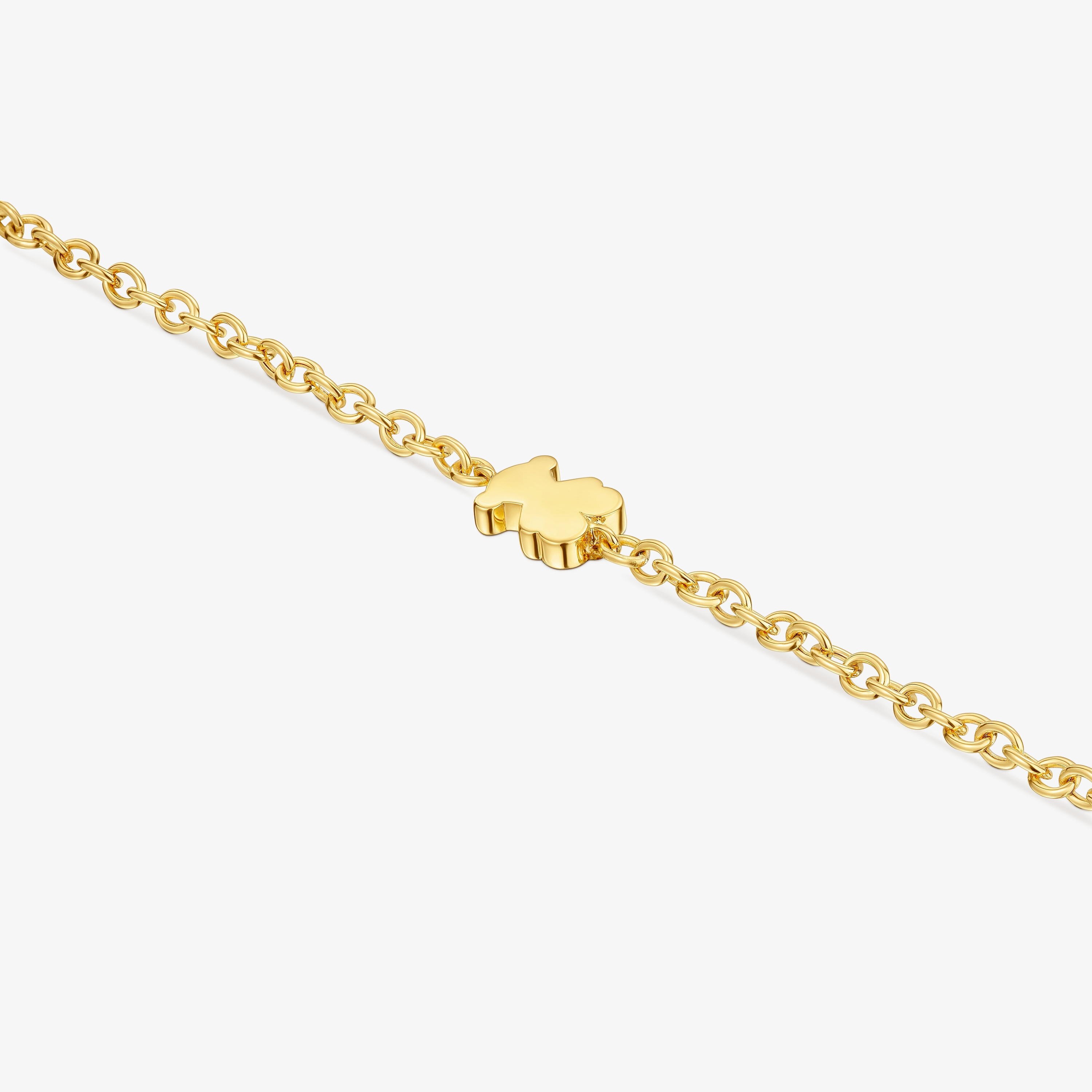 10mm 18K solid gold chain Bracelet with bear charm Sweet Dolls