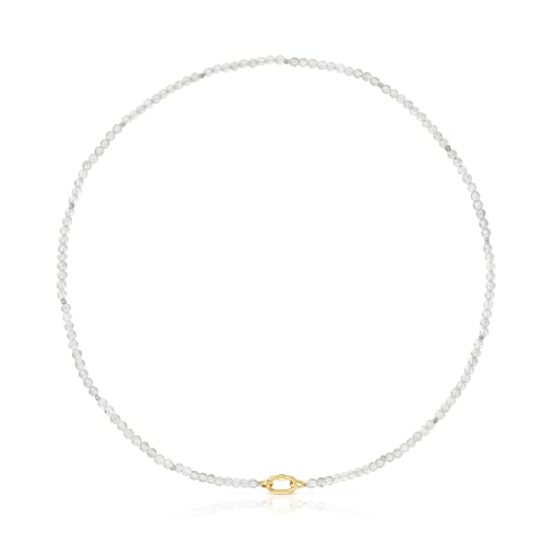 Short gold and labradorite Necklace Hold Oval