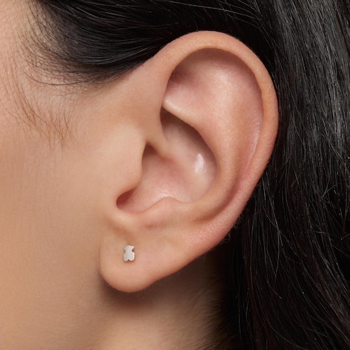 Pendientes mini de oro blanco Baby TOUS