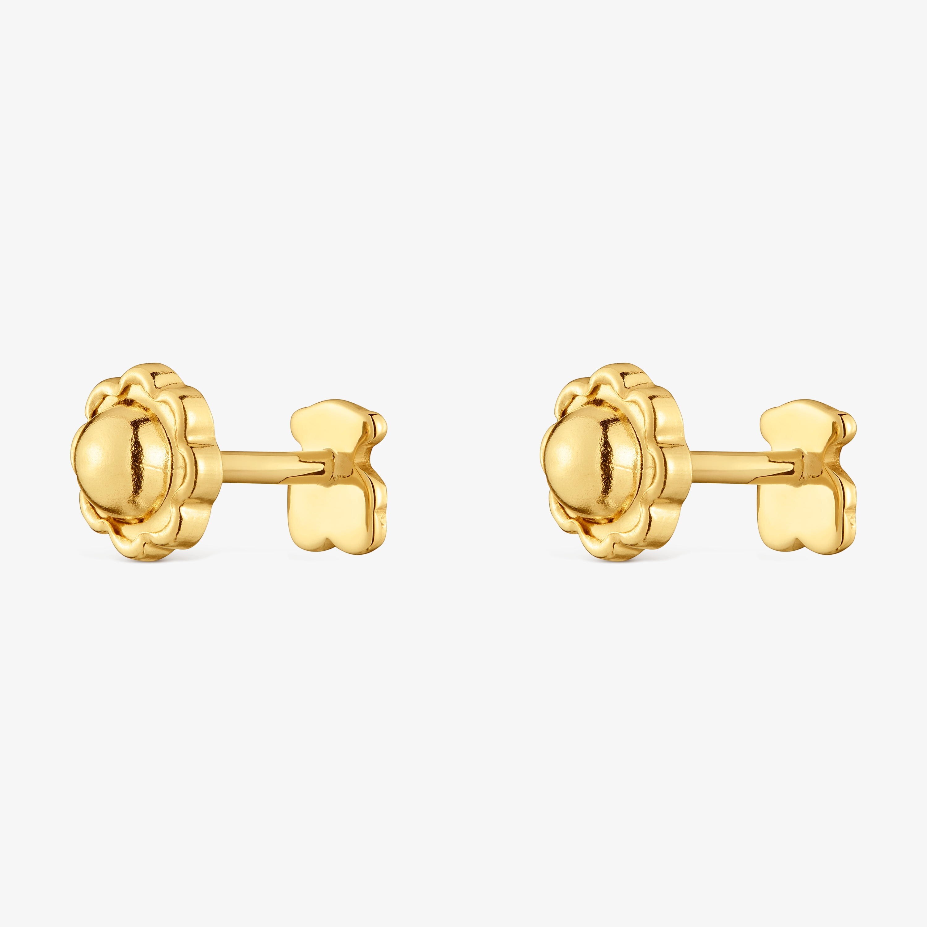 18K solid gold bear-motif Earrings Basics