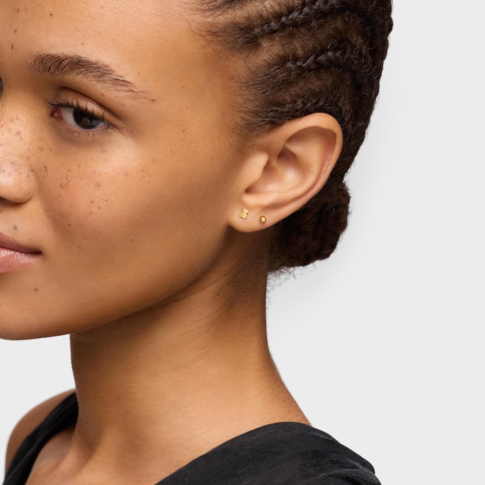 18K solid gold bear-motif Earrings Basics