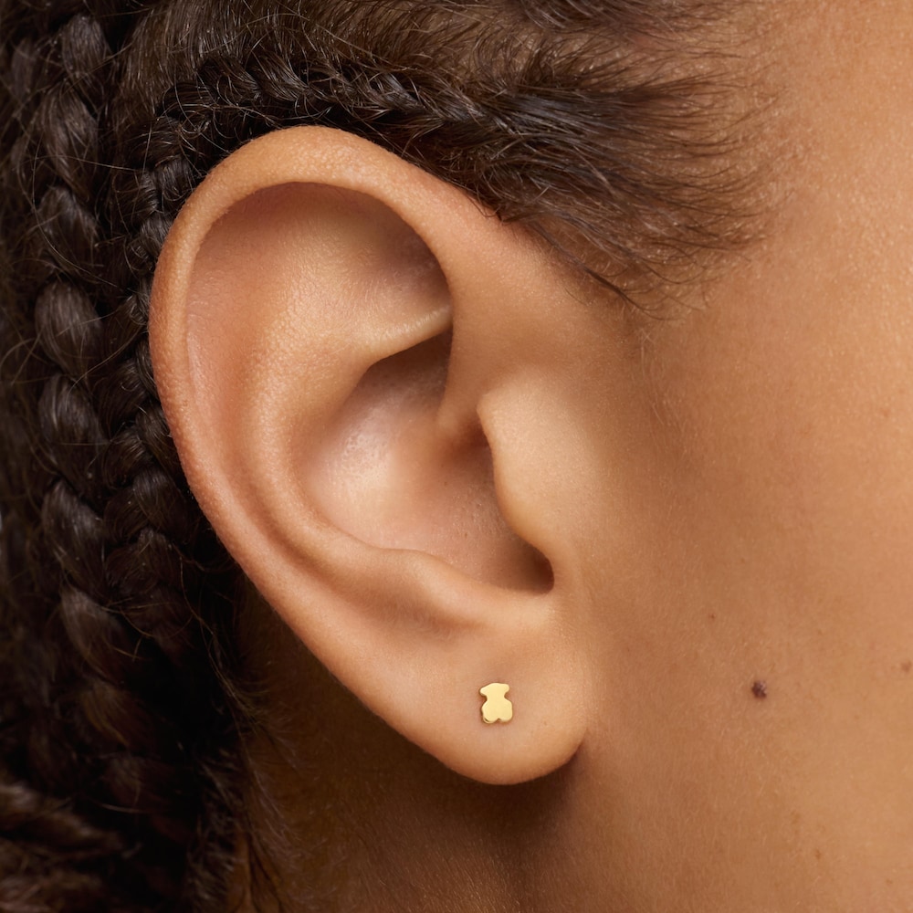 18K solid gold bear-motif Earrings Basics