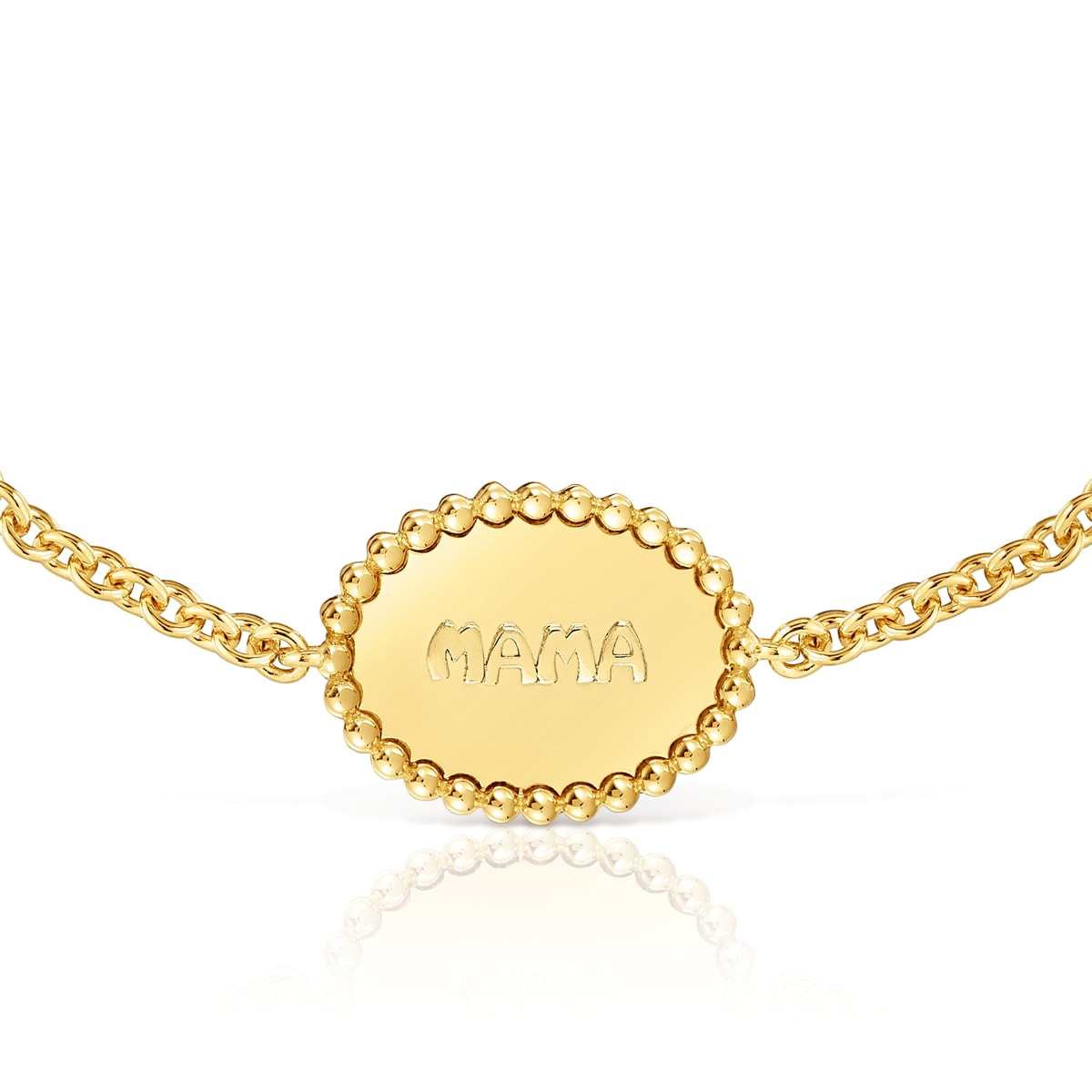 Tous - Pulsera Cadena Con Baño De Oro 18 Kt Sobre Plata Placa Tous Mama - Dorado