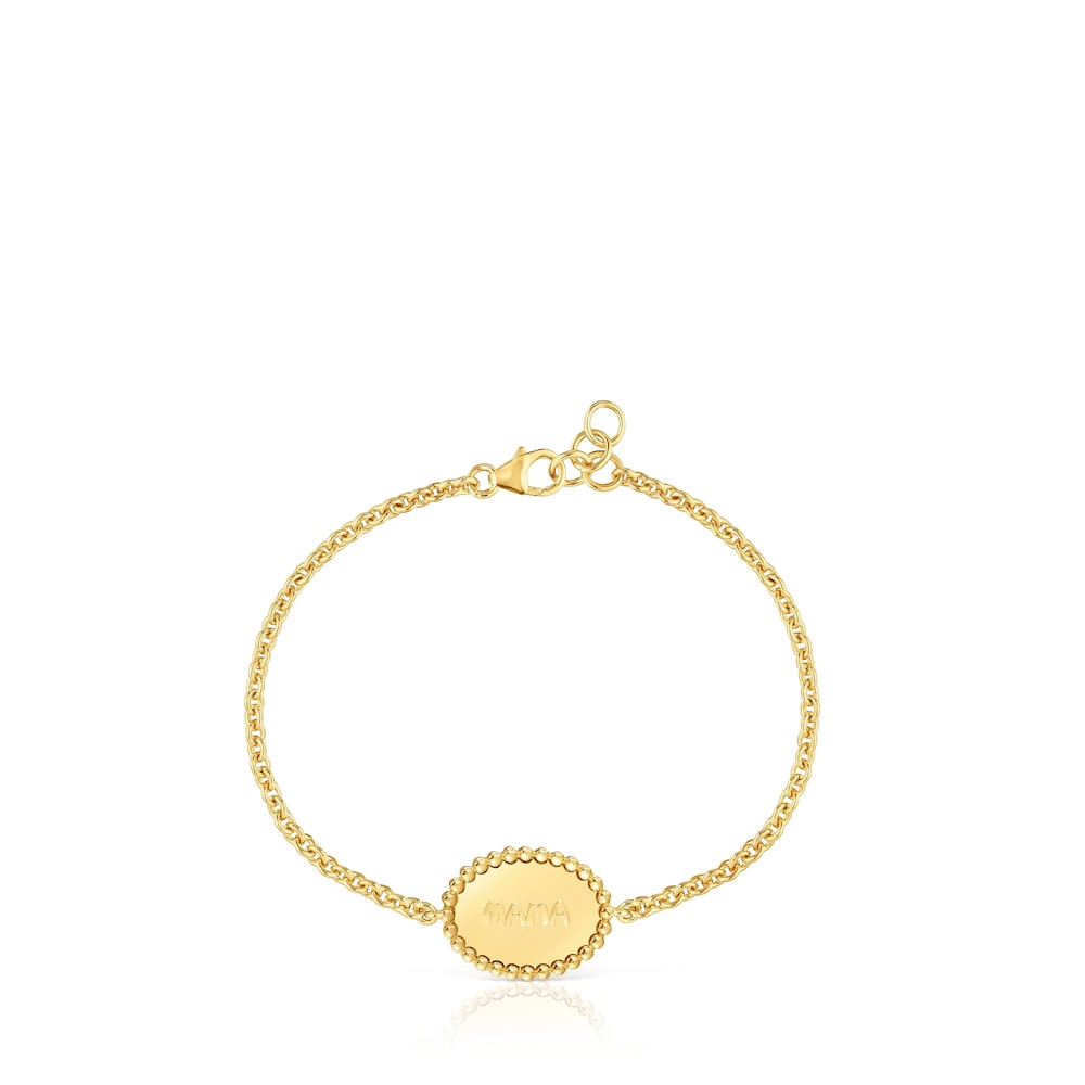18kt gold plating over silver chain Bracelet with plaque TOUS Mama 18kt gold plating over silver chain Bracelet with plaque TOUS Mama