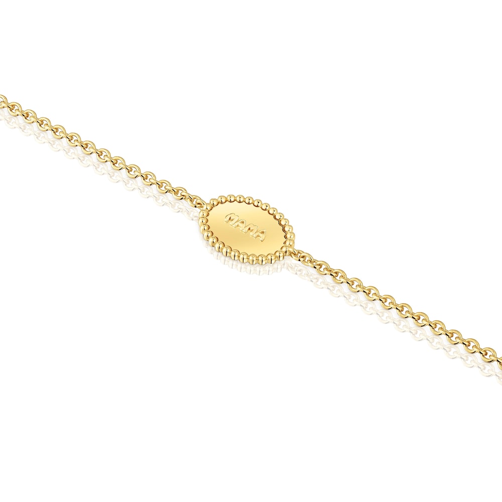 18kt gold plating over silver chain Bracelet with plaque TOUS Mama 18kt gold plating over silver chain Bracelet with plaque TOUS Mama