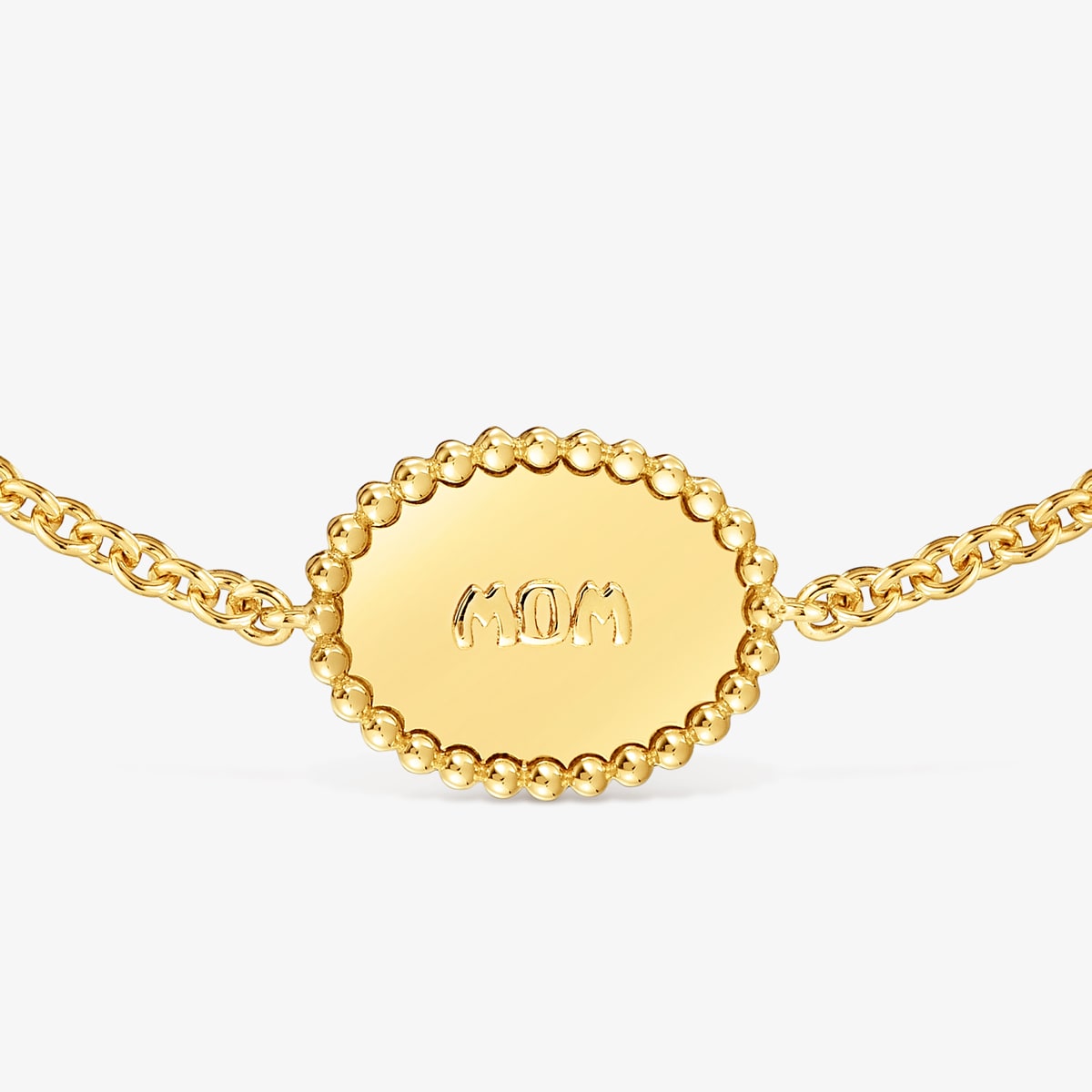 Pulsera Cadena Con Baño De Oro 18 Kt Sobre Plata Placa Mom