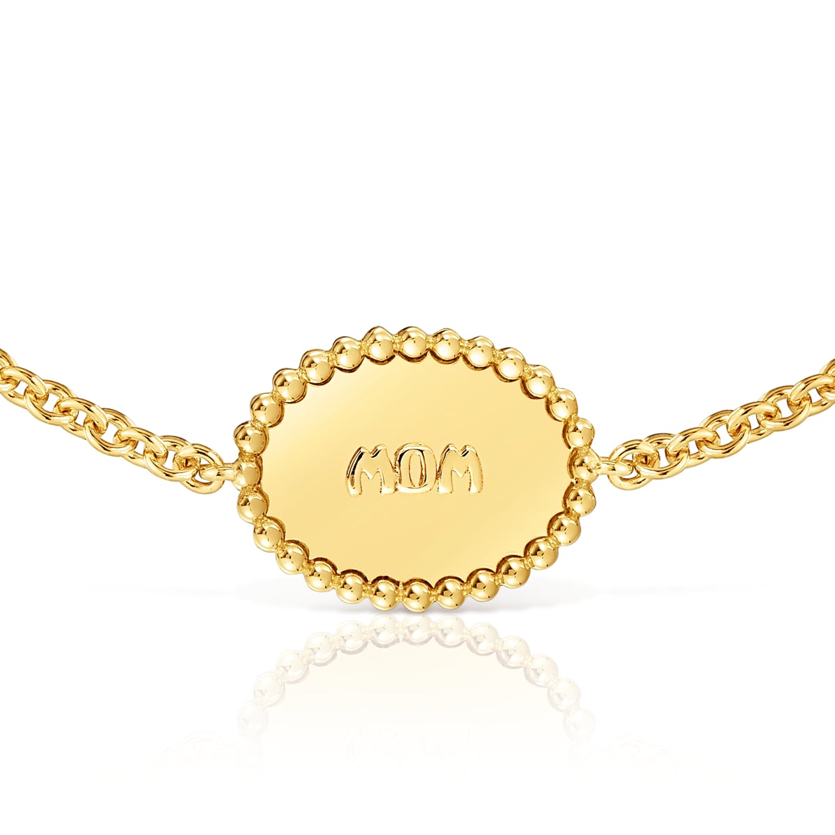 Tous - Pulsera Cadena Con Baño De Oro 18 Kt Sobre Plata Placa Tous Mom - Dorado