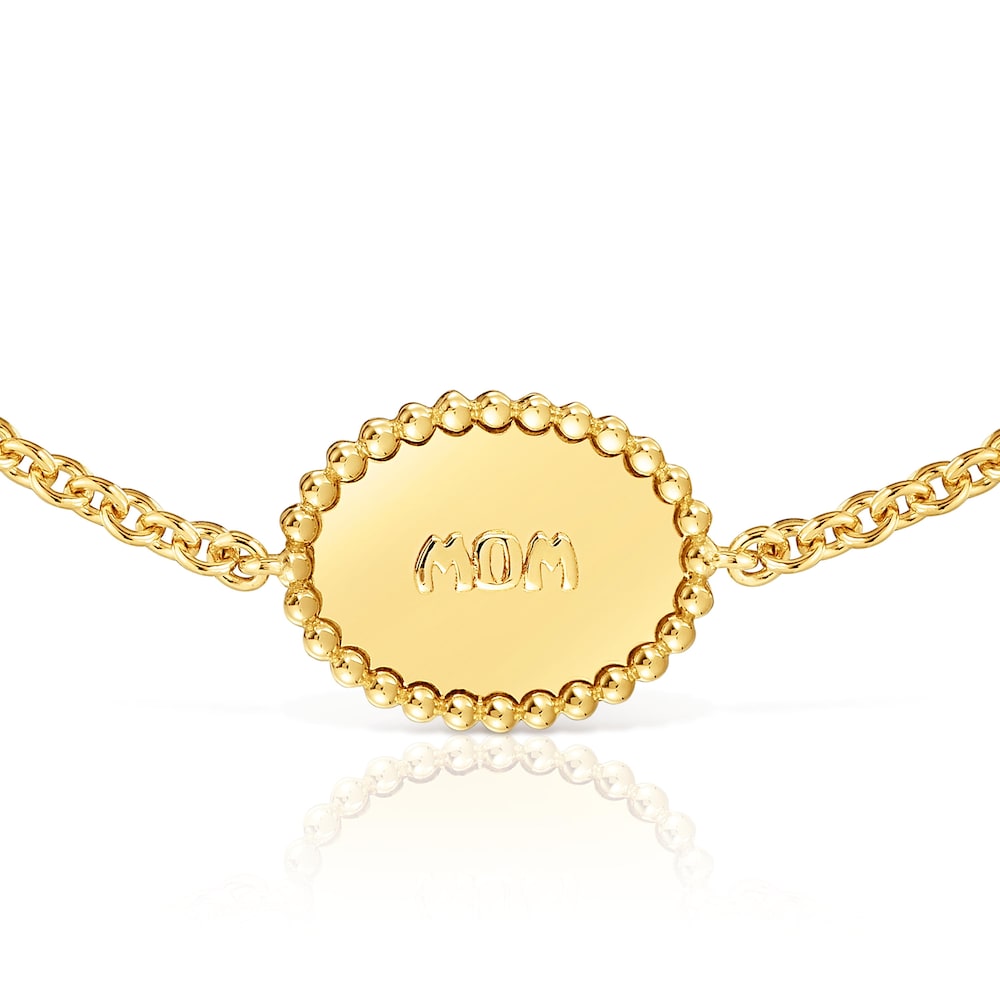 18kt gold plating over silver chain Bracelet with plaque TOUS Mom
