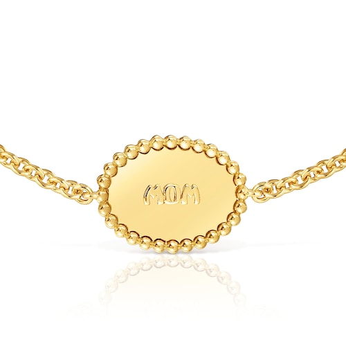 18kt gold plating over silver chain Bracelet with plaque TOUS Mom