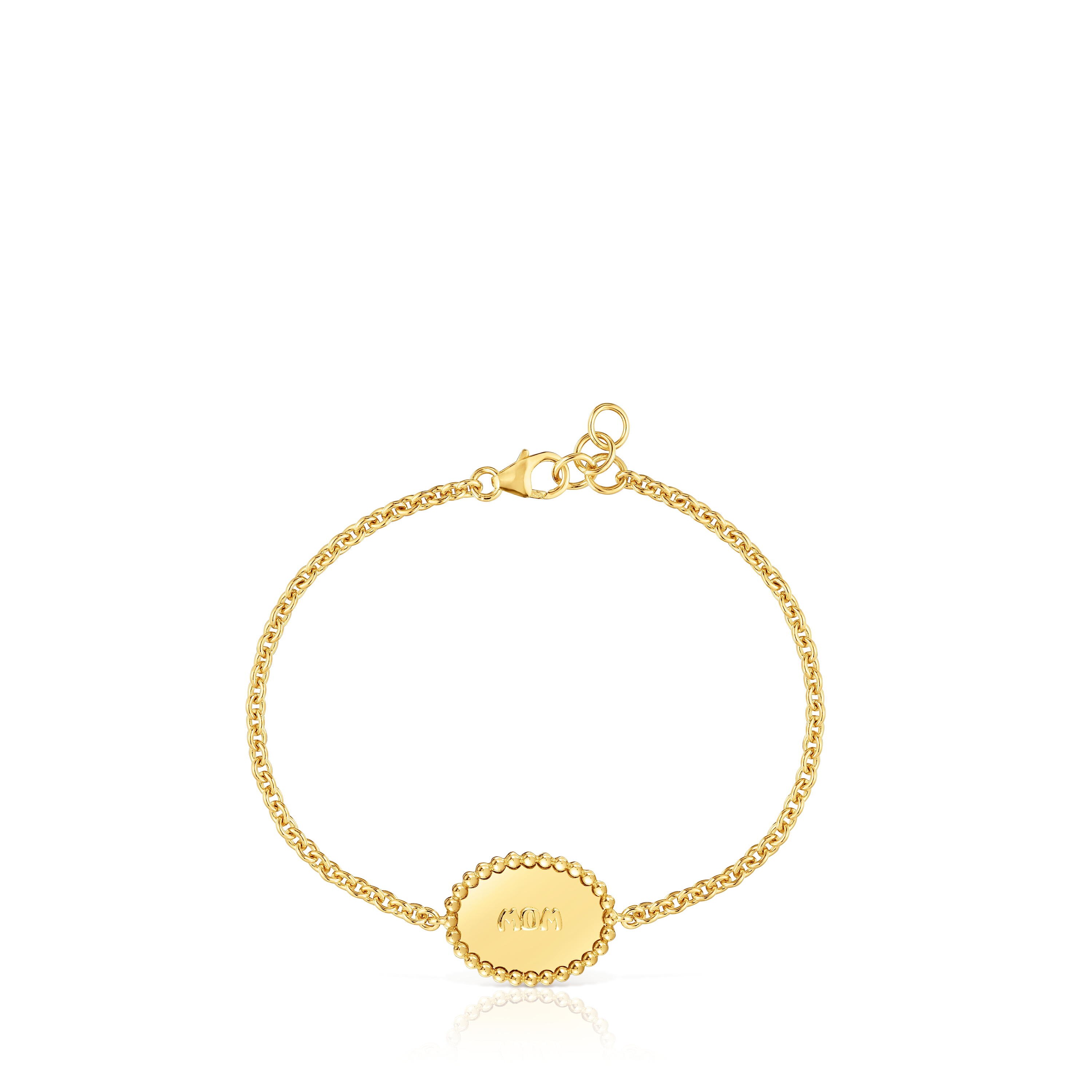 18kt gold plating over silver chain Bracelet with plaque TOUS Mom