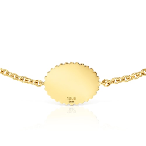 Pulsera cadena con ba&ntilde;o de oro 18&nbsp;kt sobre plata placa TOUS Mom