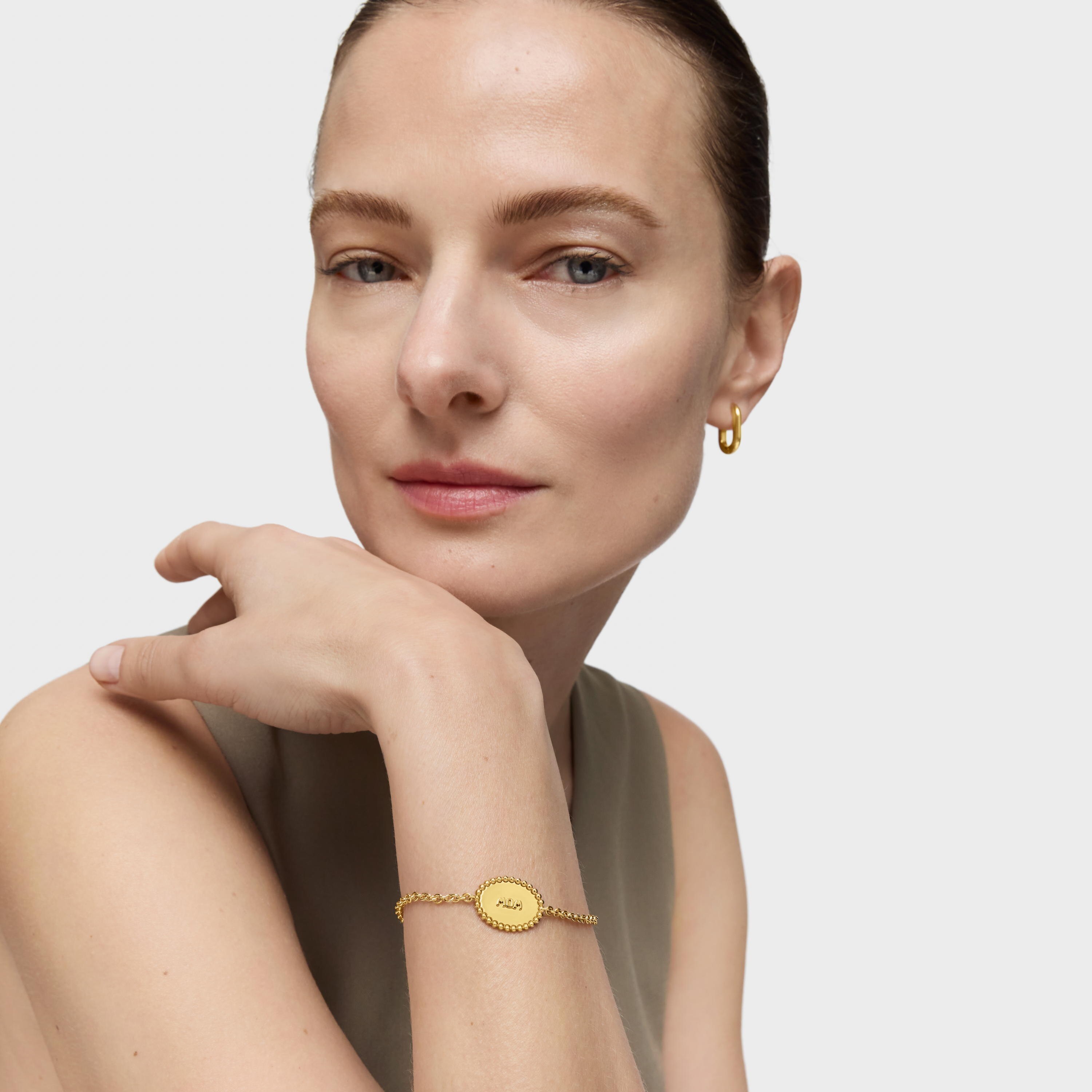 18kt gold plating over silver chain Bracelet with plaque TOUS Mom