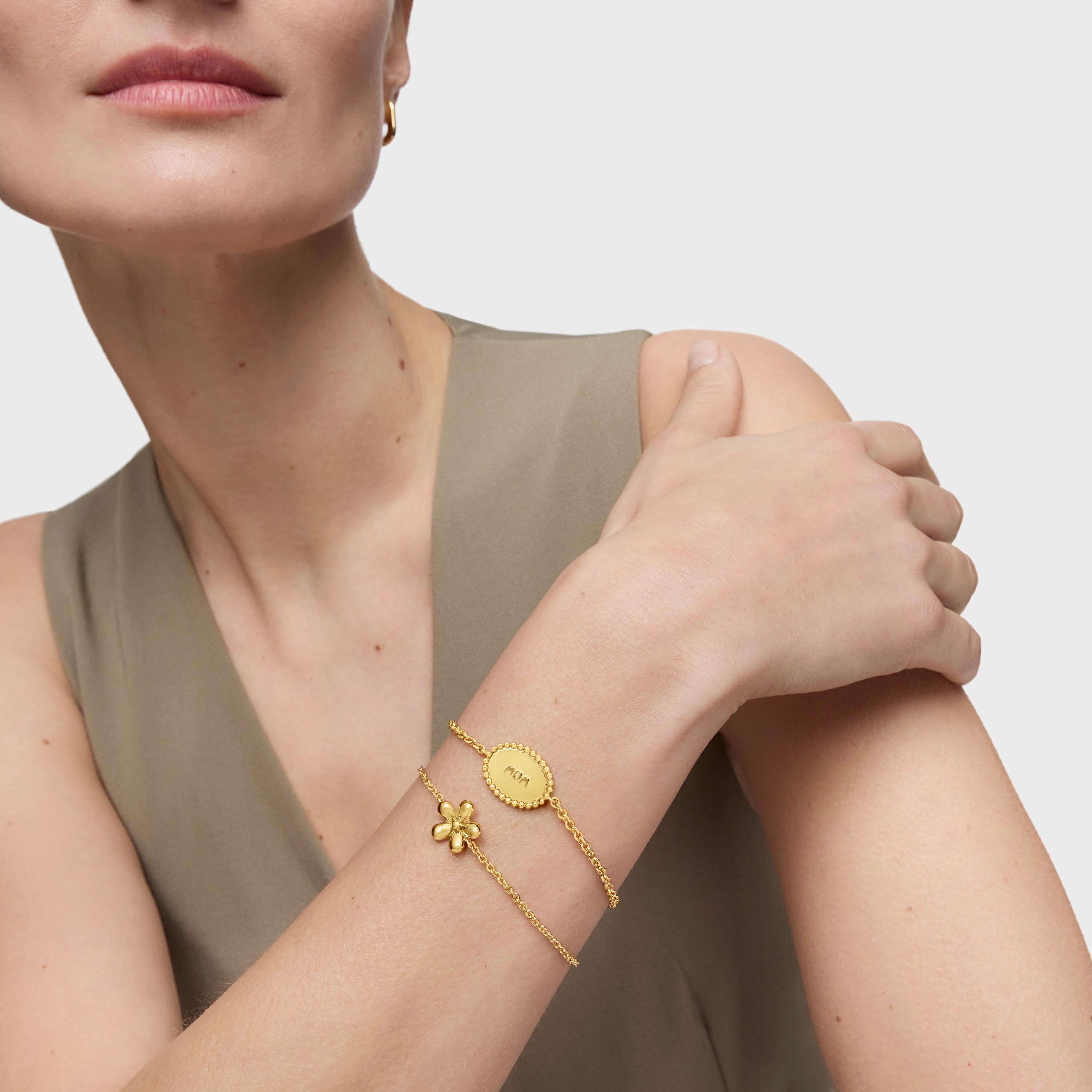 18kt gold plating over silver chain Bracelet with plaque TOUS Mom