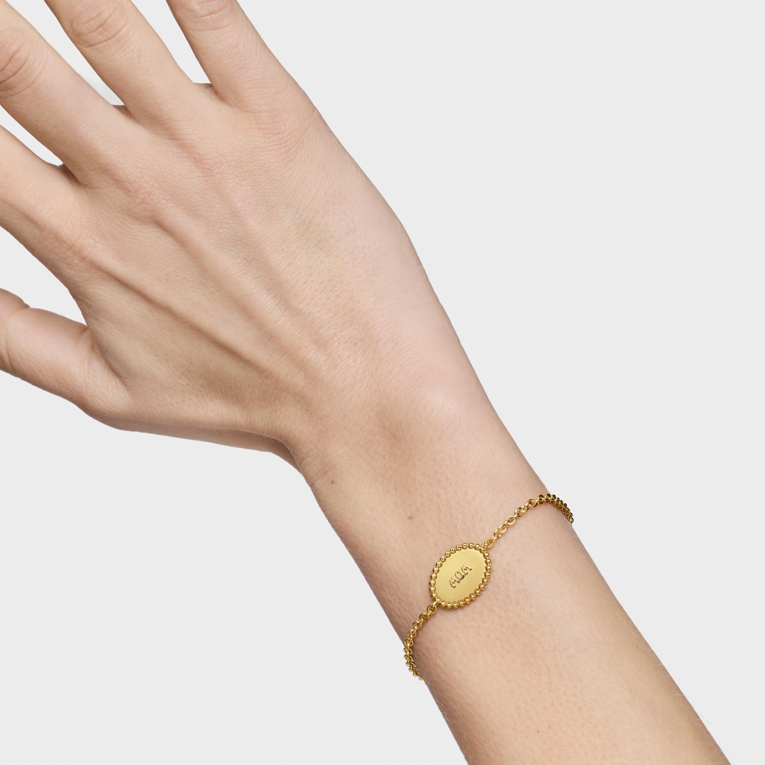 18kt gold plating over silver chain Bracelet with plaque TOUS Mom