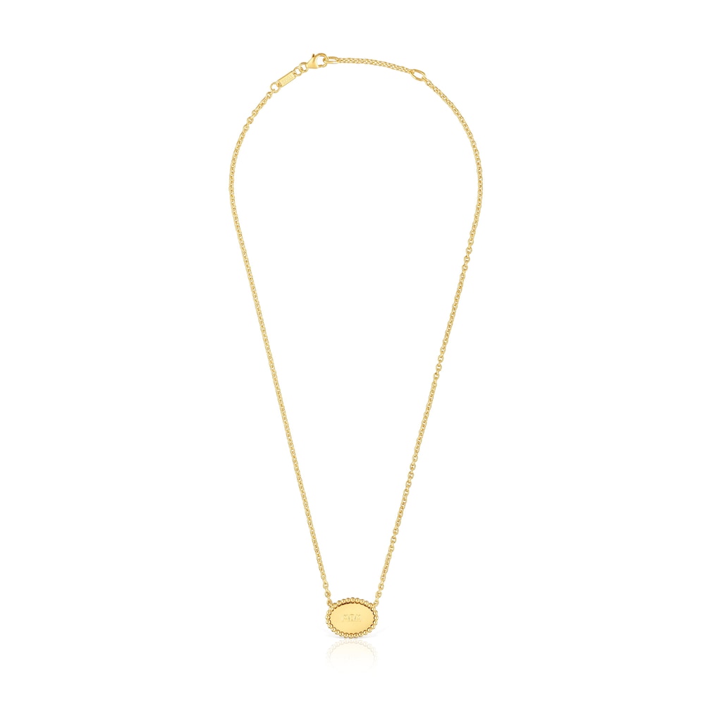 Collar corto con baño de oro 18 kt sobre plata placa TOUS Mom image number 1