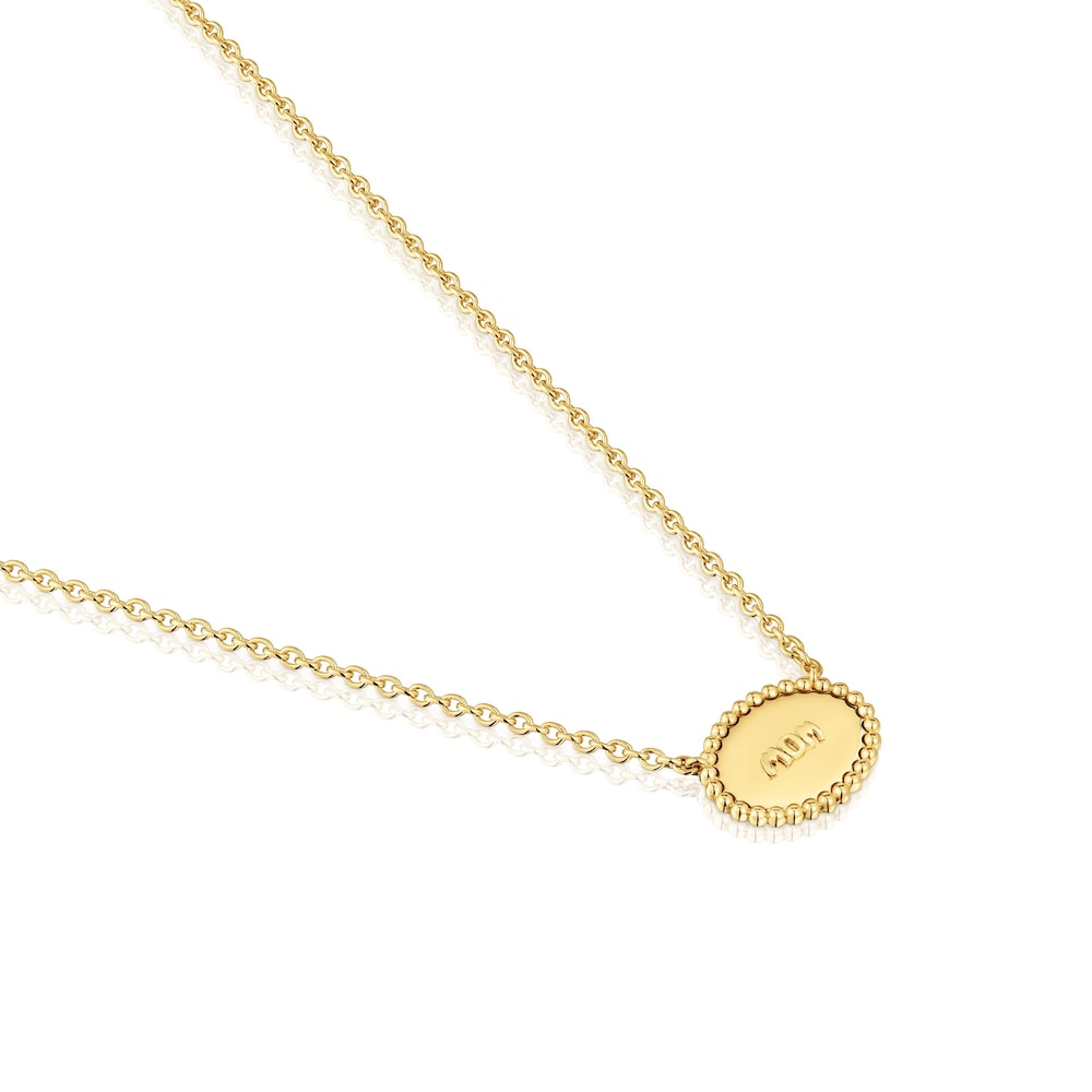 Collar corto con baño de oro 18 kt sobre plata placa TOUS Mom image number 2
