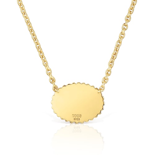 Collar corto con ba&ntilde;o de oro 18&nbsp;kt sobre plata placa TOUS Mom