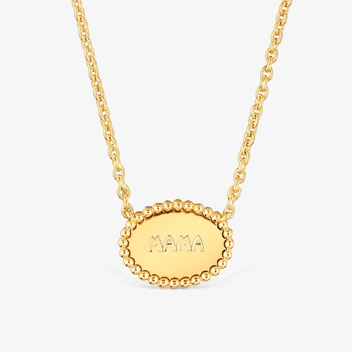 Collar corto con ba&ntilde;o de oro 18&nbsp;kt sobre plata placa TOUS Mama
