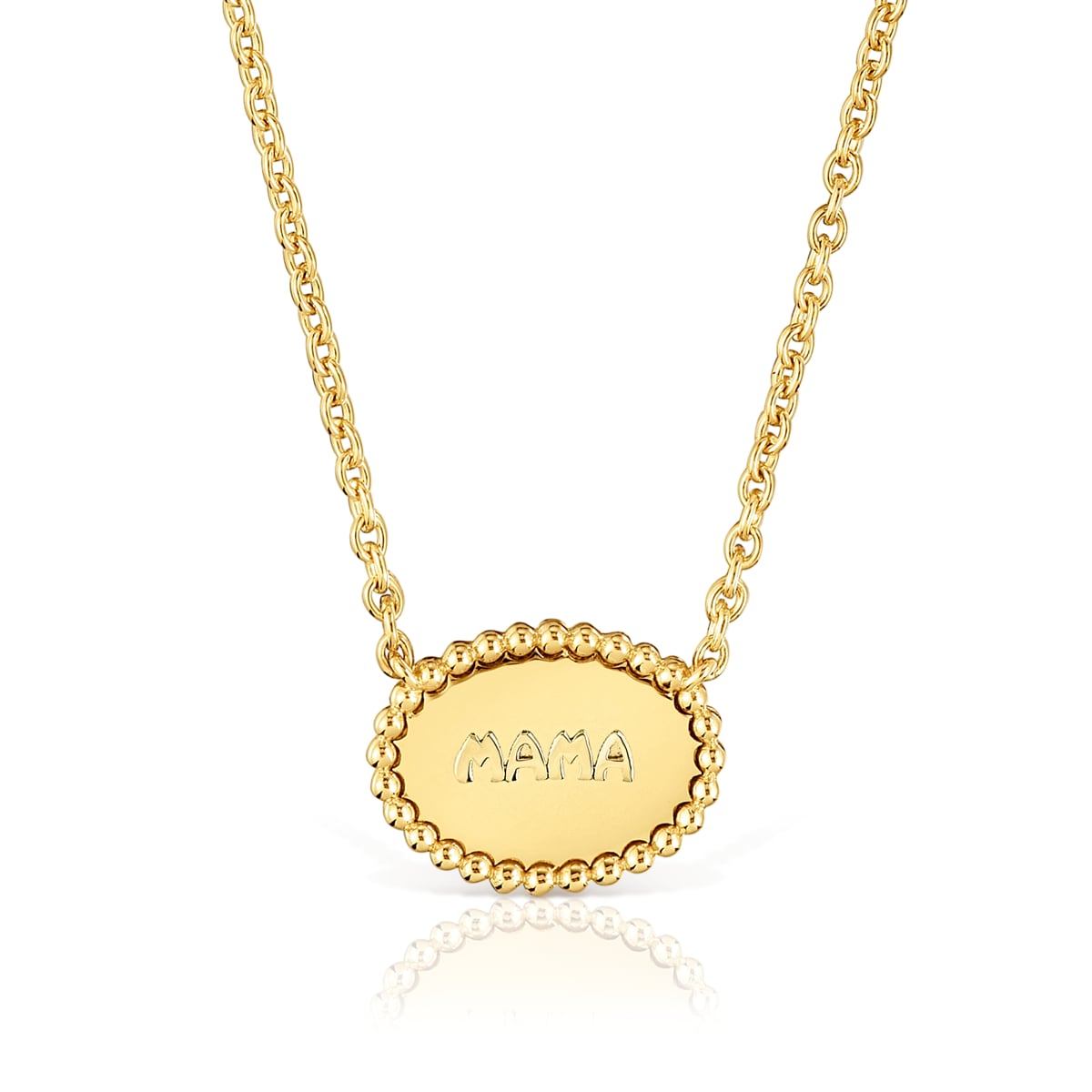 Tous - Collar Corto Con Baño De Oro 18 Kt Sobre Plata Placa Tous Mama - Dorado