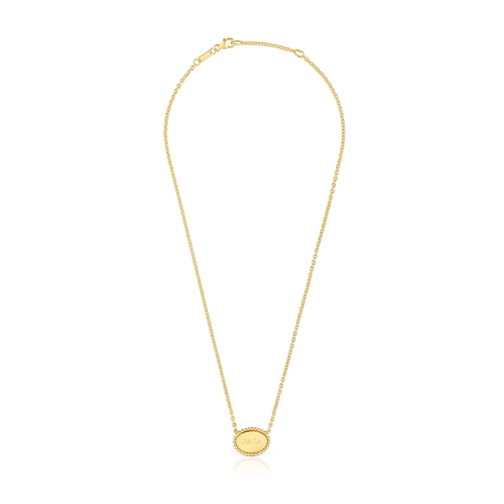 Collar corto con baño de oro 18 kt sobre plata placa TOUS Mama image number 1