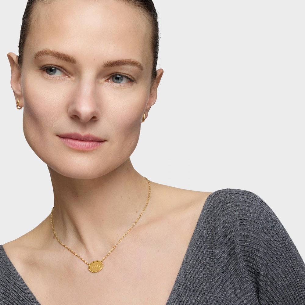 Collar corto con ba&ntilde;o de oro 18&nbsp;kt sobre plata placa TOUS Mama