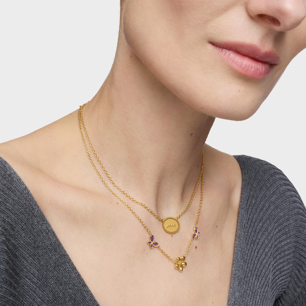 Collar corto con ba&ntilde;o de oro 18&nbsp;kt sobre plata placa TOUS Mama