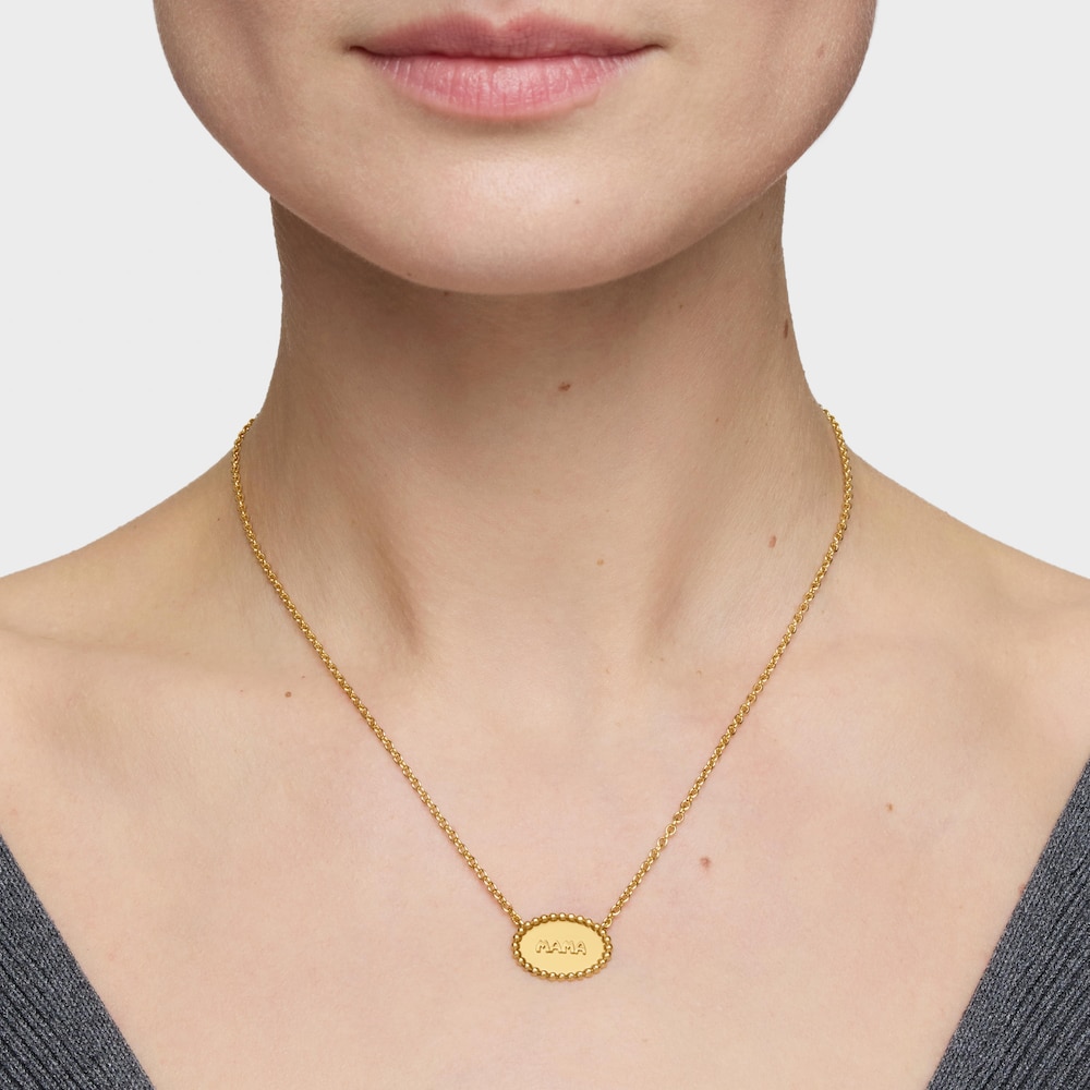 Collar corto con baño de oro 18 kt sobre plata placa TOUS Mama image number 7