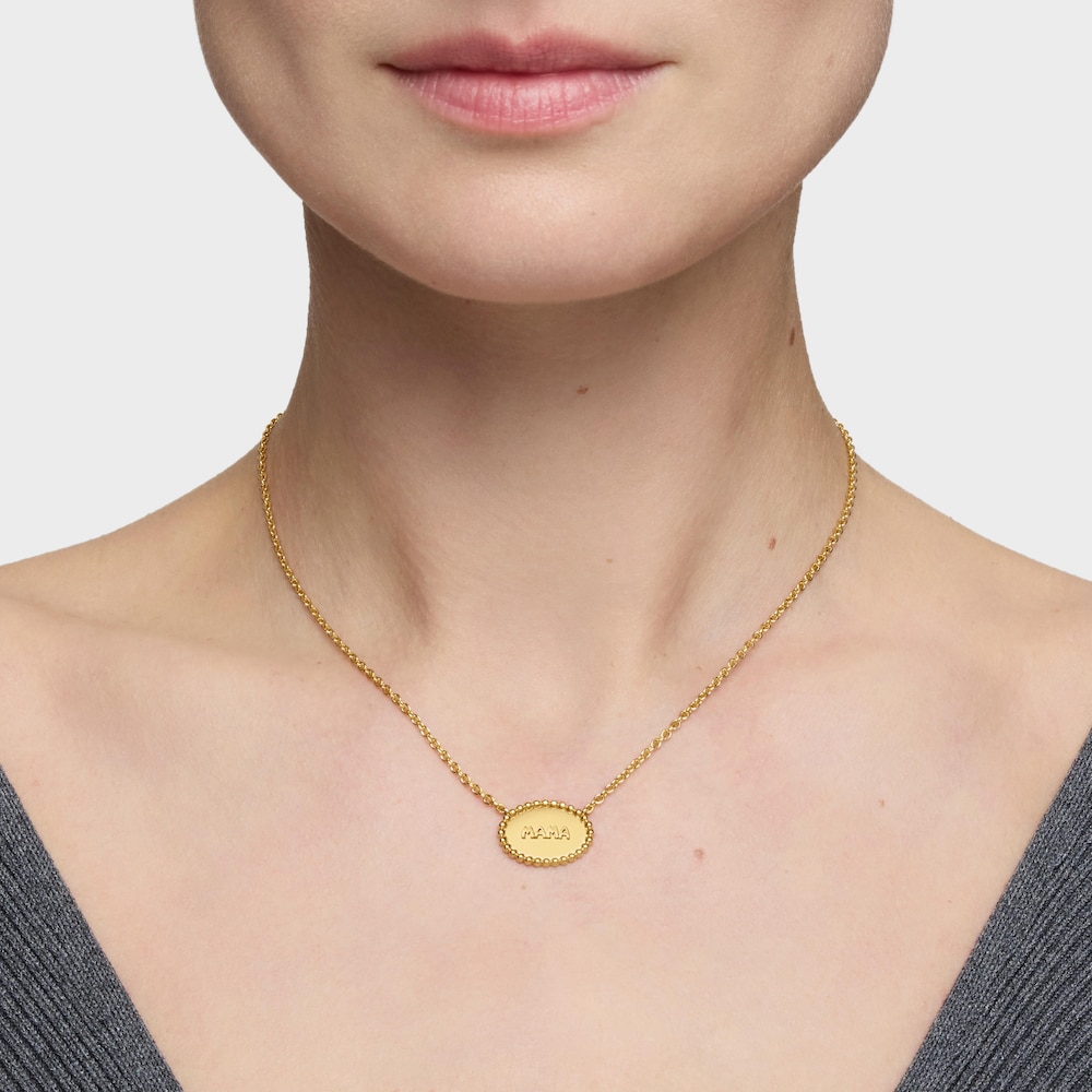 Collar corto con baño de oro 18 kt sobre plata placa TOUS Mama image number 8