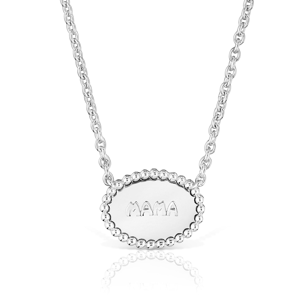 Short silver Necklace with plaque TOUS Mama