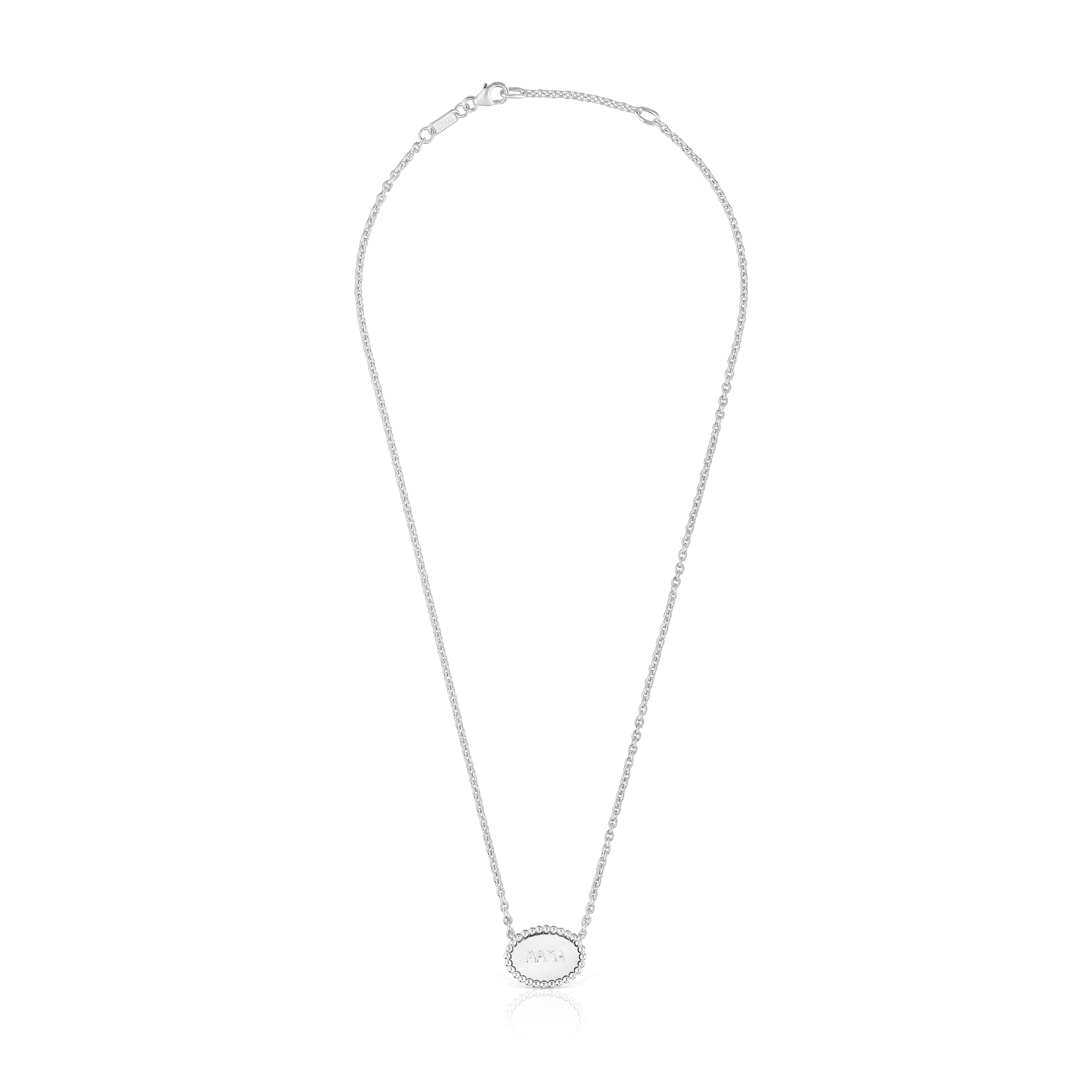 Short silver Necklace with plaque TOUS Mama