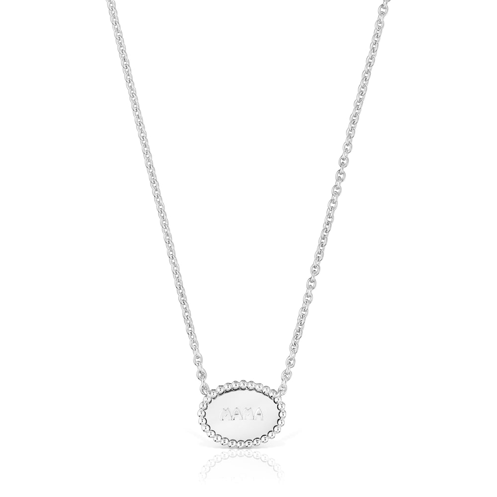 Collar corto de plata placa TOUS Mama image number 4