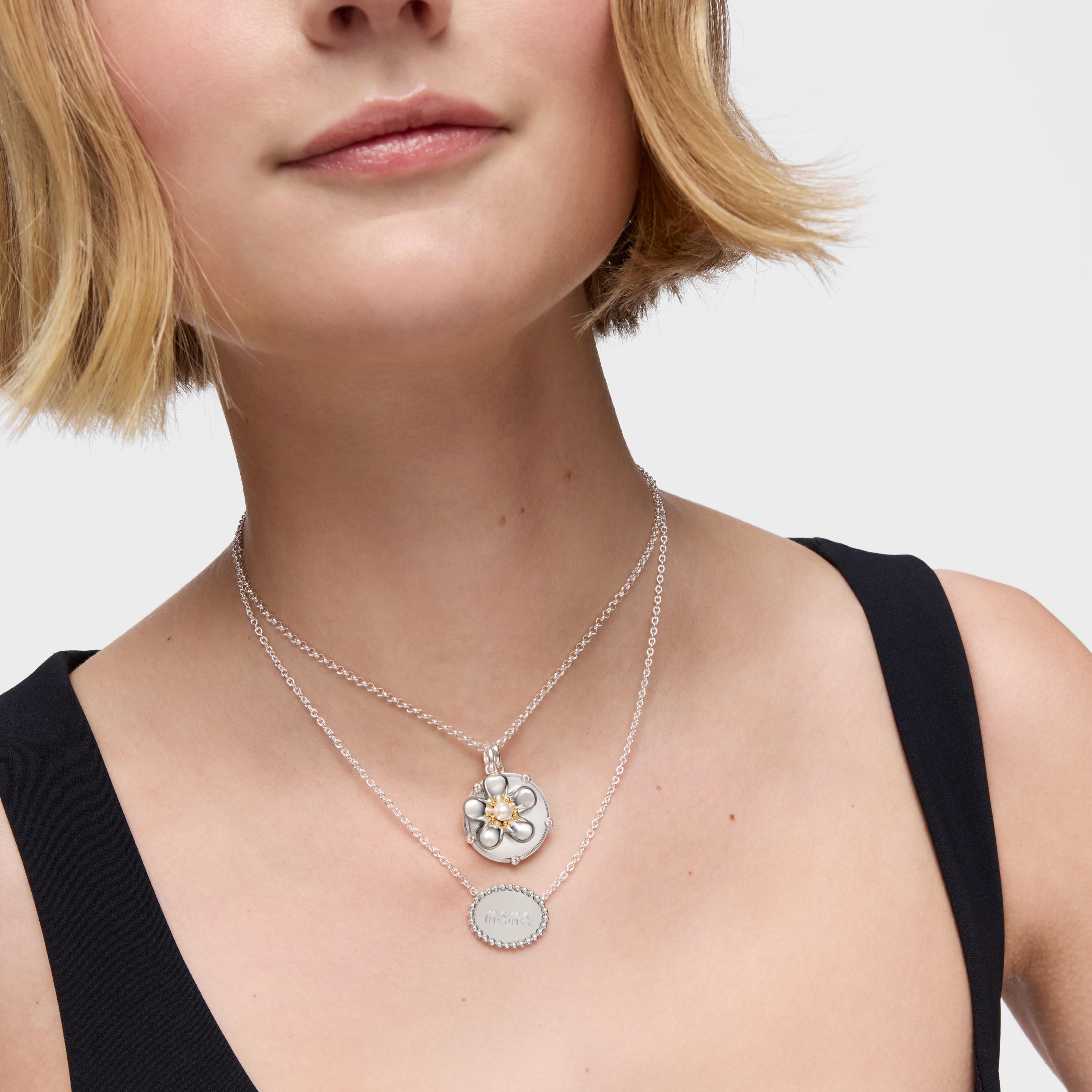 Short silver Necklace with plaque TOUS Mama