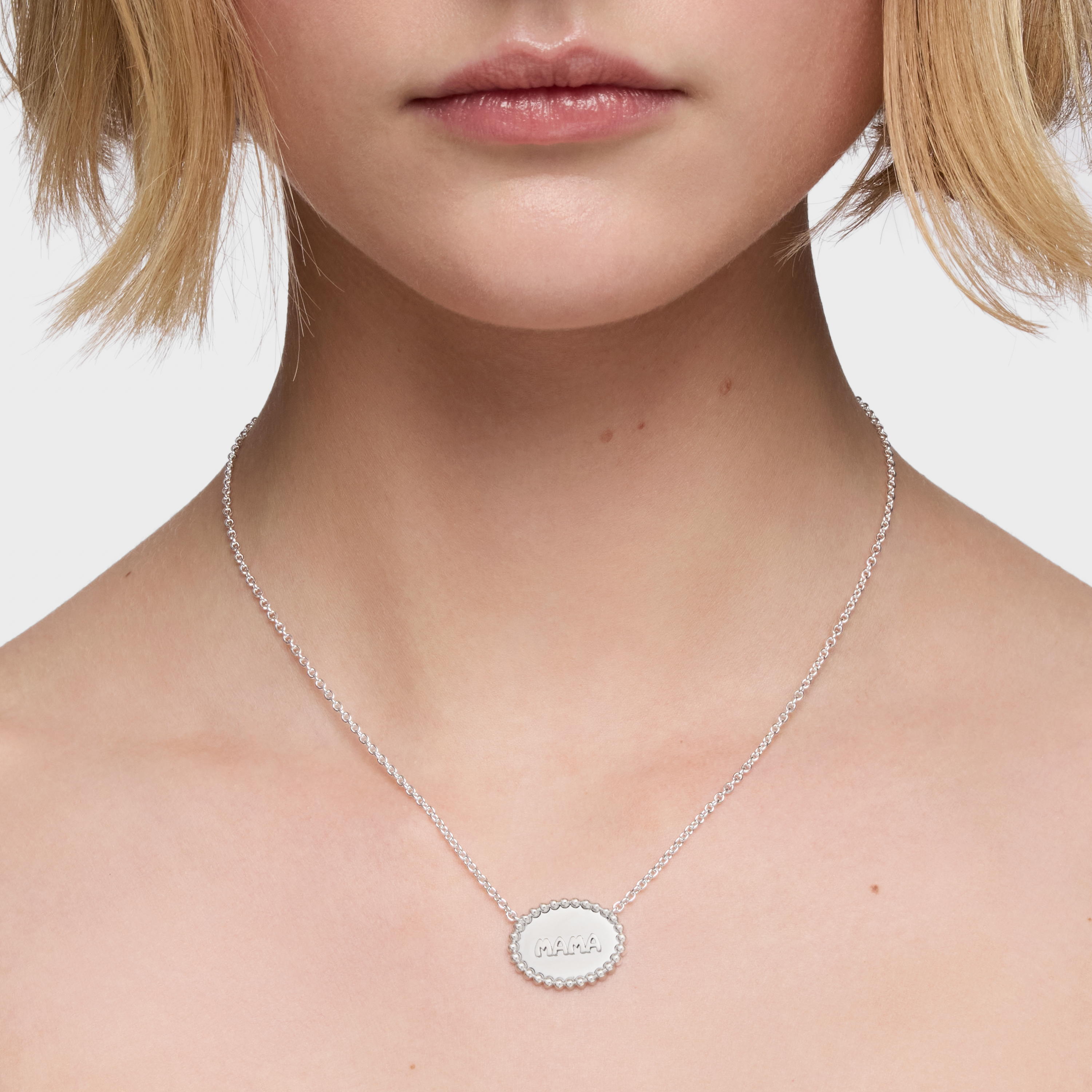 Short silver Necklace with plaque TOUS Mama