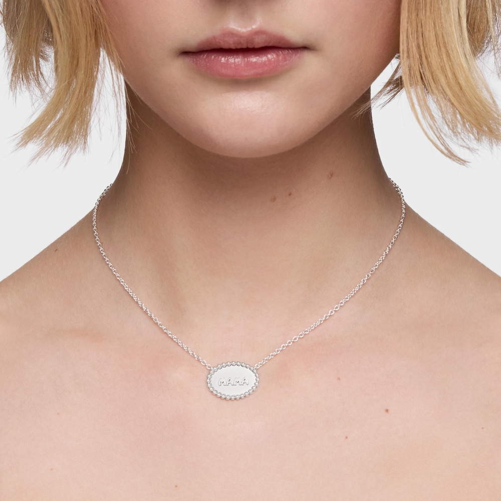 Collar corto de plata placa TOUS Mama