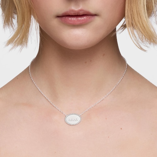 Krátký stříbrný Náhrdelník s destičkou TOUS Mama