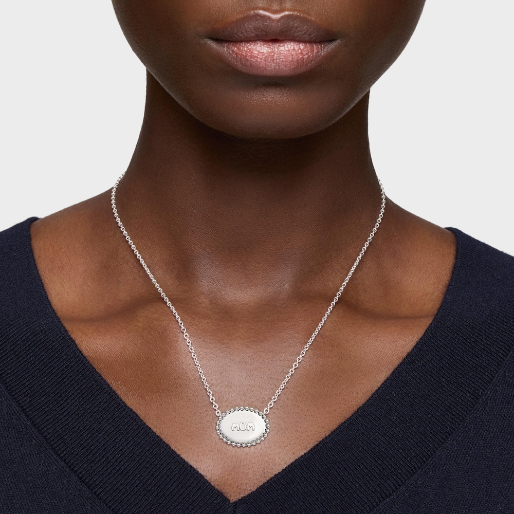 Collar corto de plata placa TOUS Mom