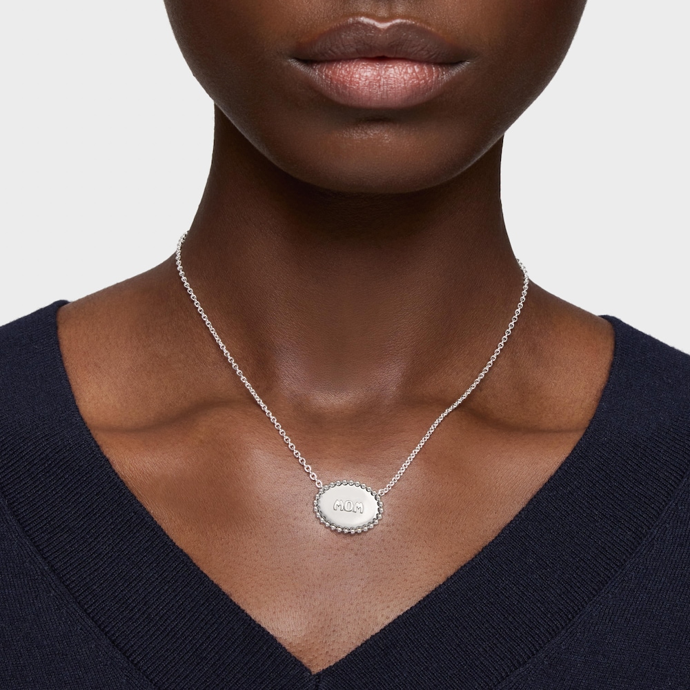 Collar corto de plata placa TOUS Mom