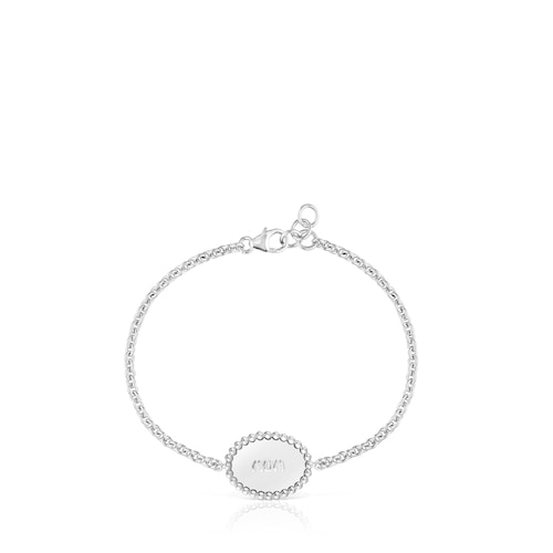 Pulsera cadena de plata placa TOUS Mom