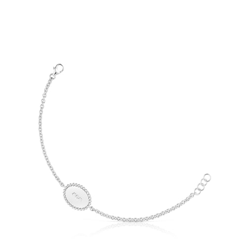 Pulsera cadena de plata placa TOUS Mom