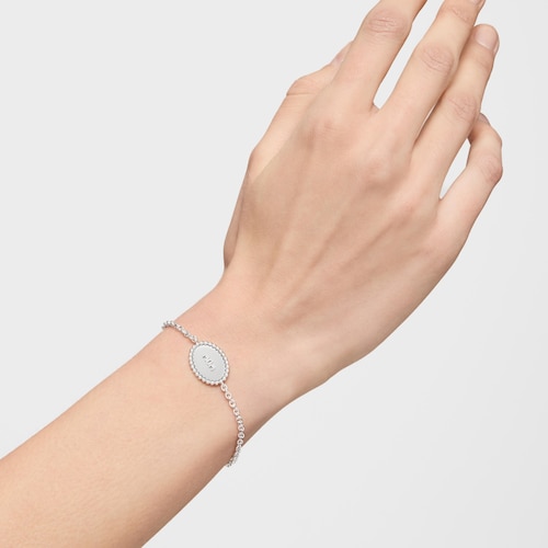 Pulsera cadena de plata placa TOUS Mom