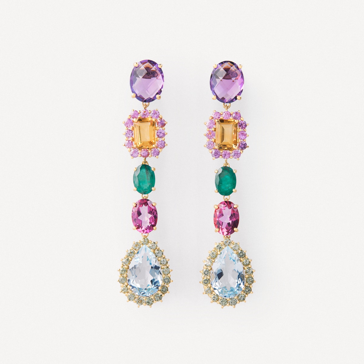 Tous - Pendientes Largos De Oro Con Gemas Tous Atelier - Multi